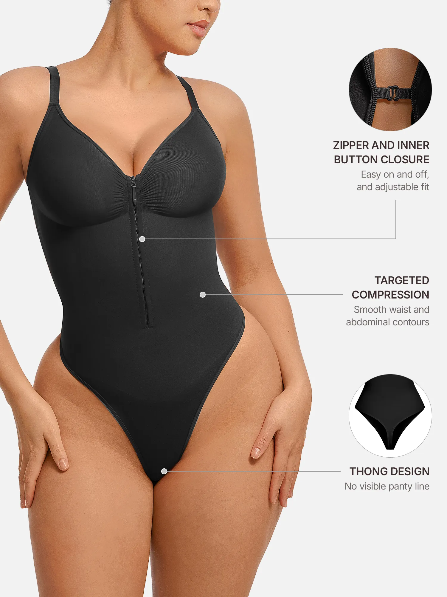 Shape-curve Tummy Control Seamless Zipper Shaping Bodysuit - Image 24