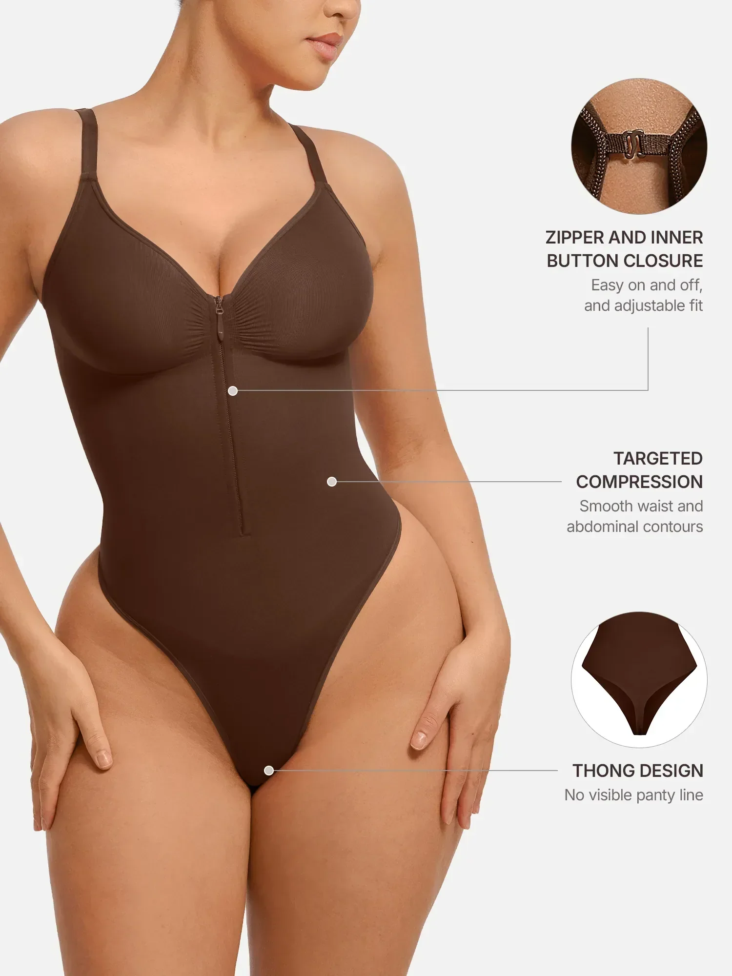 Shape-curve Tummy Control Seamless Zipper Shaping Bodysuit - Image 3