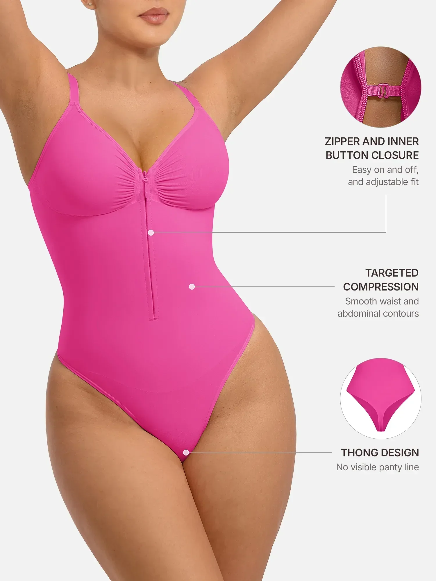 Shape-curve Tummy Control Seamless Zipper Shaping Bodysuit - Image 47