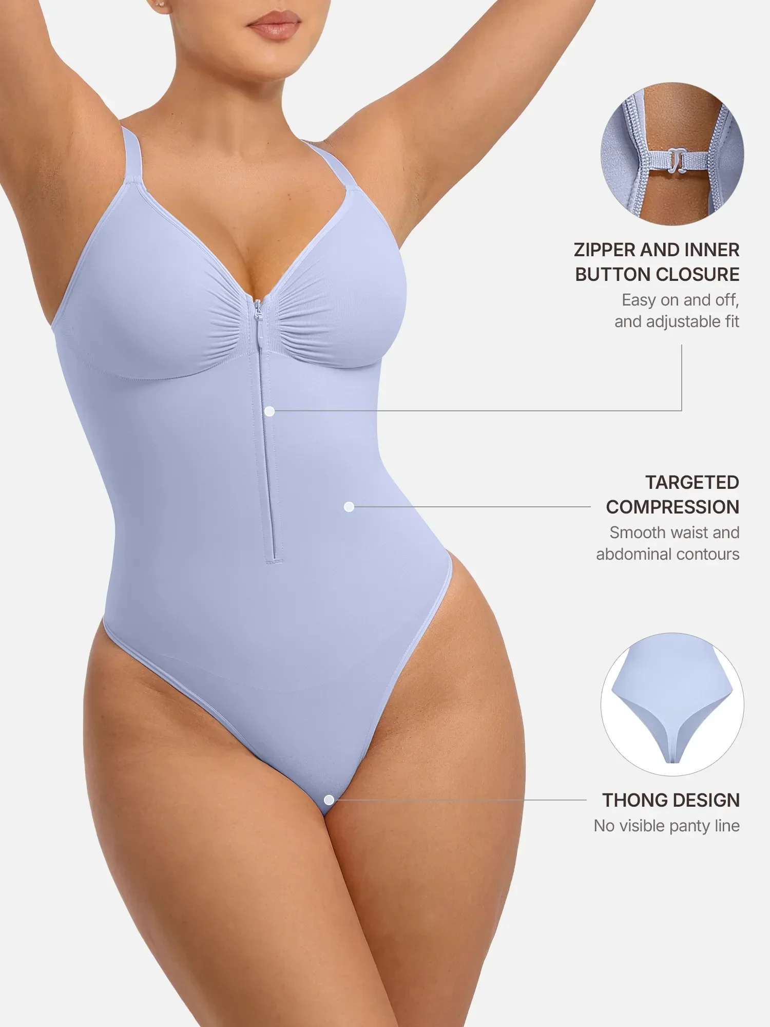 Shape-curve Tummy Control Seamless Zipper Shaping Bodysuit - Image 58