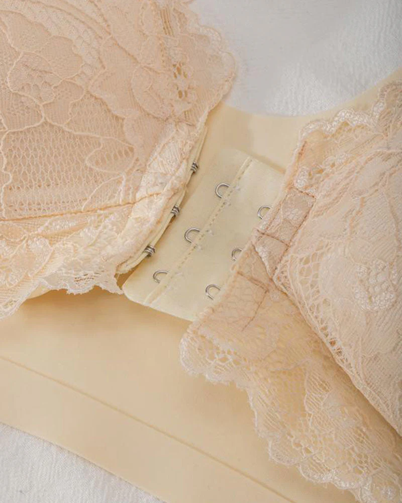 Shapecurve® Women's Contrast Lace Hook & Eye Front PushUp Bra - Image 16