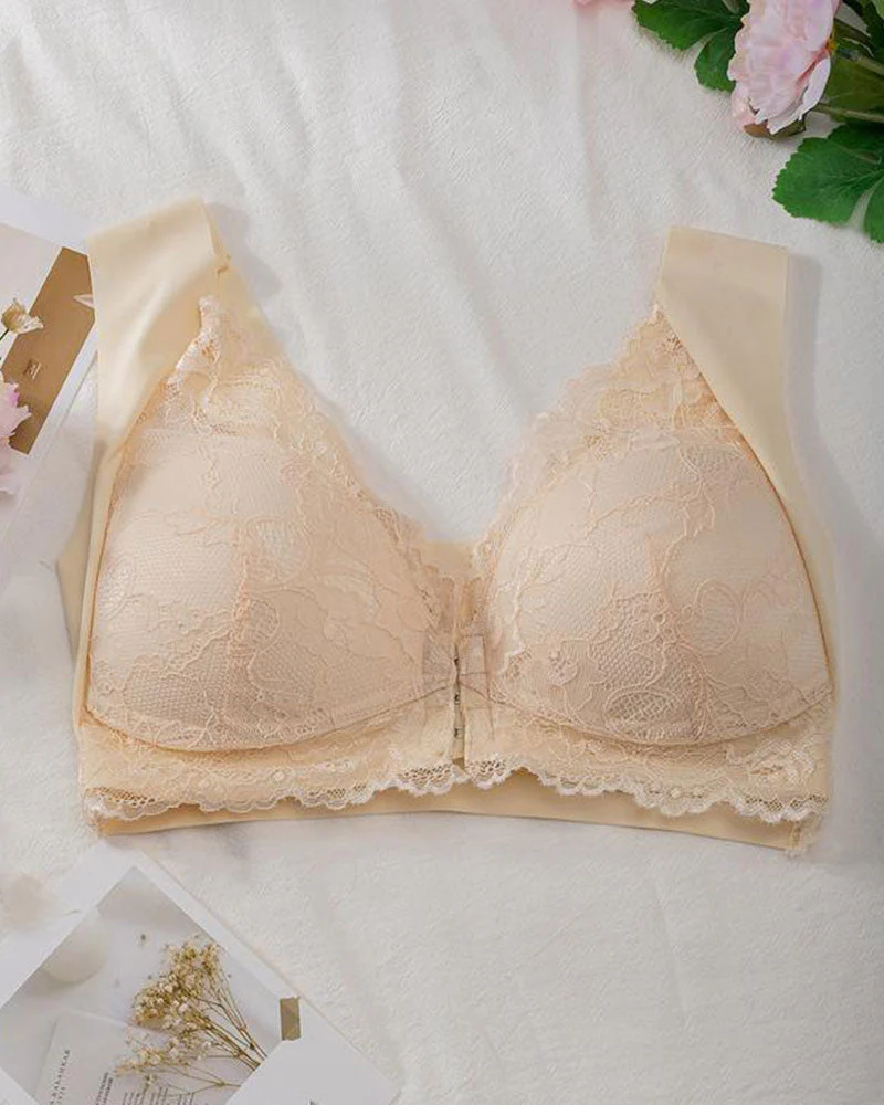 Shapecurve® Women's Contrast Lace Hook & Eye Front PushUp Bra - Image 19