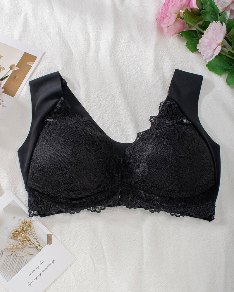 Shapecurve® Women's Contrast Lace Hook & Eye Front PushUp Bra - Image 20