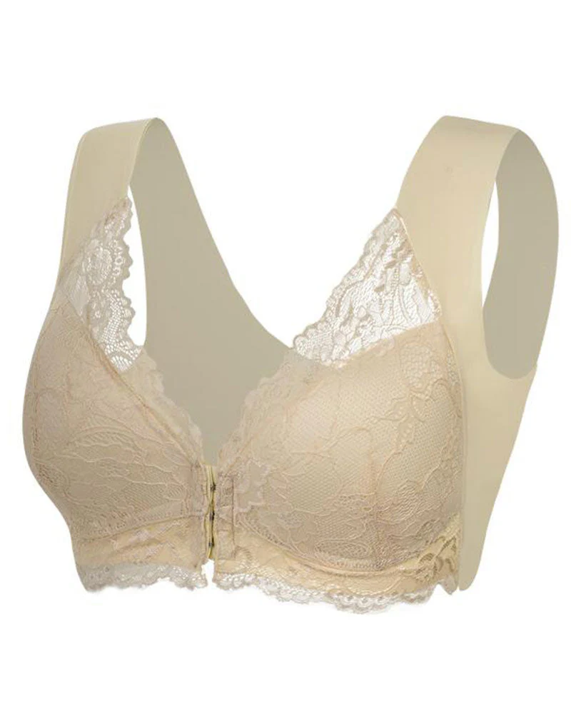 Shapecurve® Women's Contrast Lace Hook & Eye Front PushUp Bra - Image 25