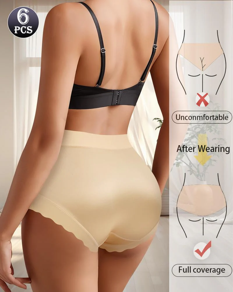 Silky High-Waist Seamless Briefs With Scalloped Edges (6 pack) - Image 6