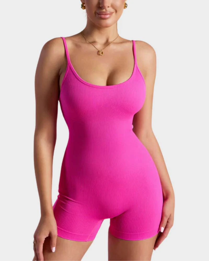 Slimming Spaghetti Strap Romper Shorts - Image 2
