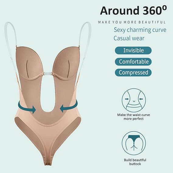Strapless U Plunge Thong Bodysuit - Image 17