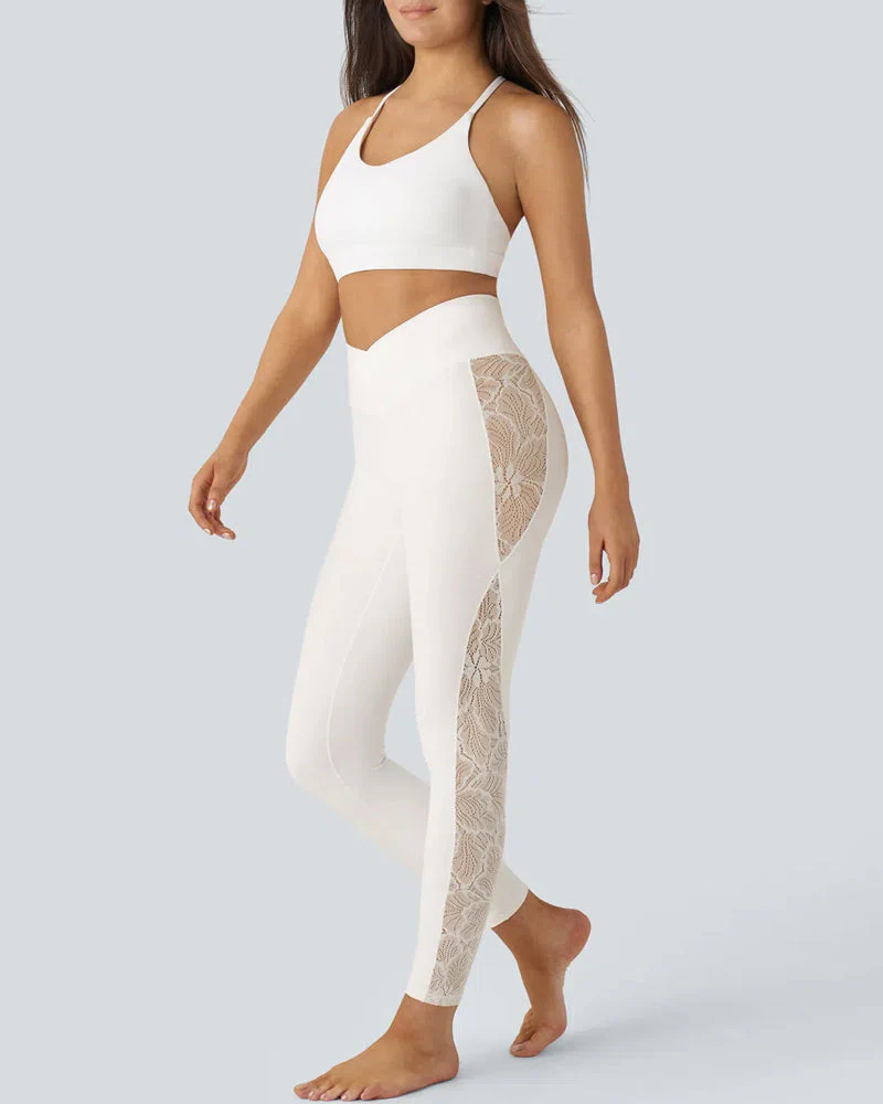 High-Waist Tummy Control Butt Lifting Lace Leggings - Image 3