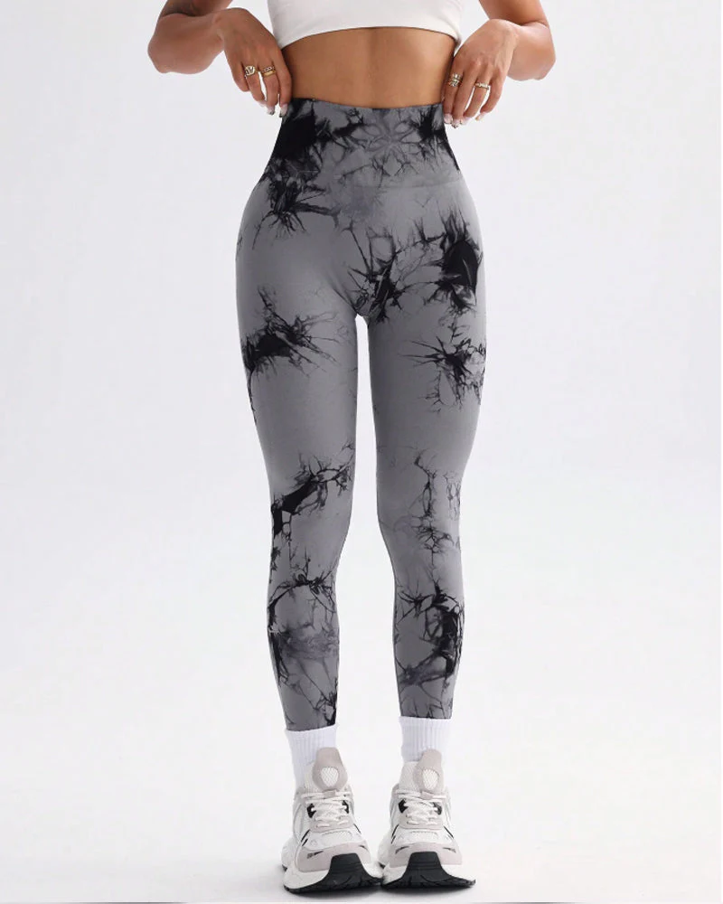 Tie Dye Wide Waistband Sports Leggings - Image 15