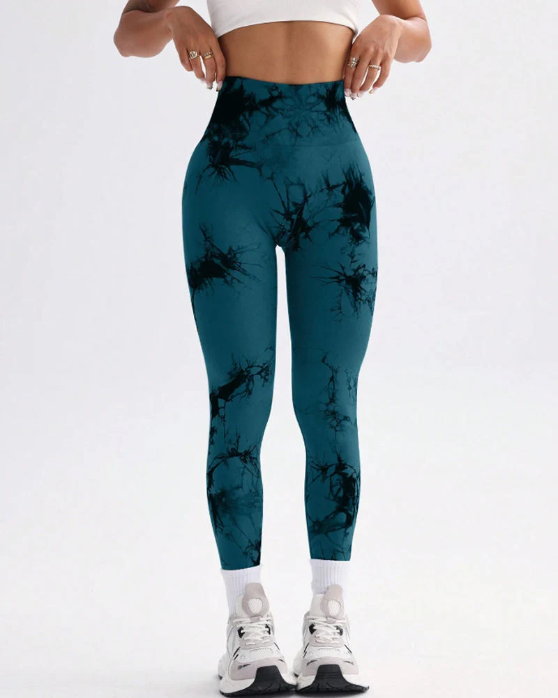Tie Dye Wide Waistband Sports Leggings - Image 16