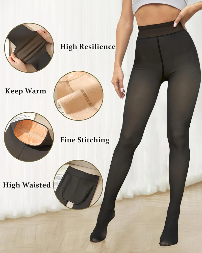 Translucent Fleece Lined Tights For Women - Image 12