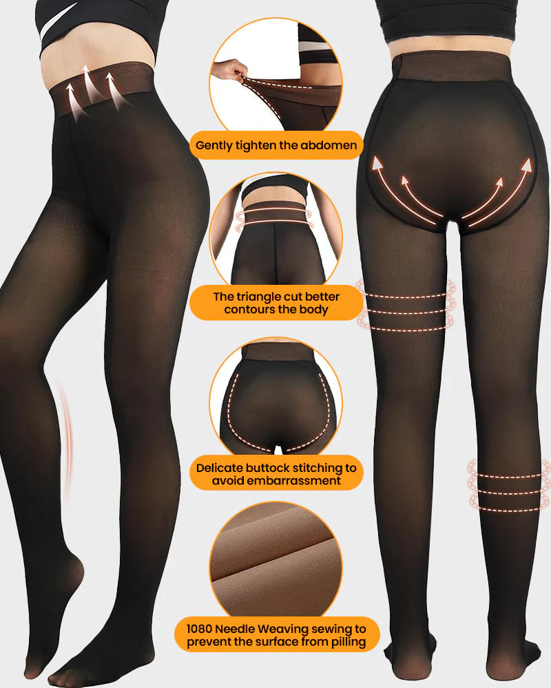 Translucent Fleece Lined Tights For Women - Image 13