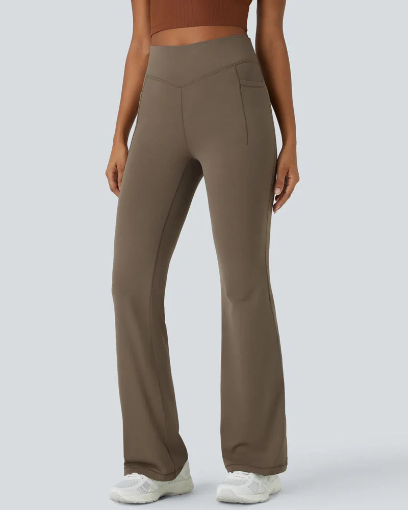 High-Waist Tummy Control Flare Leggings with Pockets - Image 10