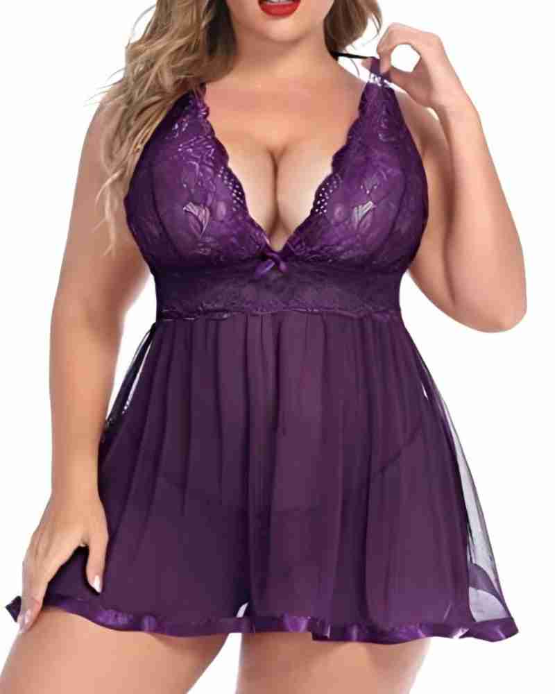 Women’s Plus Size Lace Babydoll – Mesh Chemise Sleepwear - Image 13