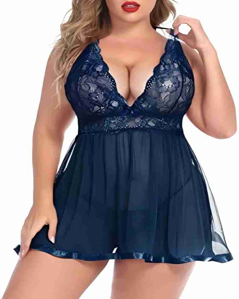 Women’s Plus Size Lace Babydoll – Mesh Chemise Sleepwear - Image 15