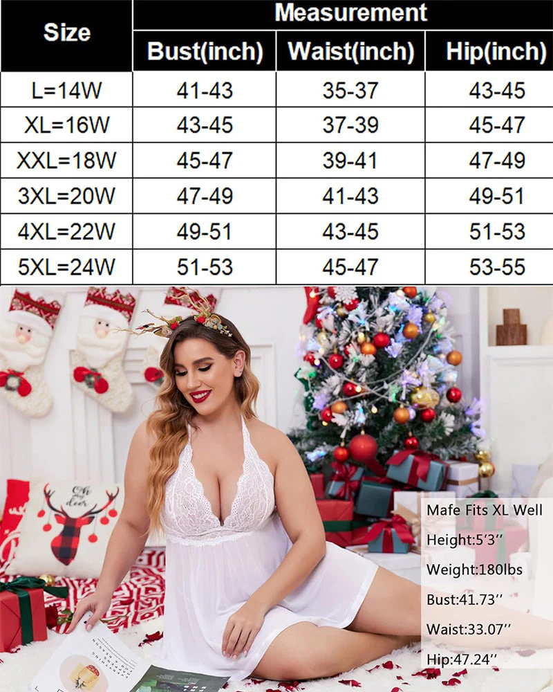 Women’s Plus Size Lace Babydoll – Mesh Chemise Sleepwear - Image 16