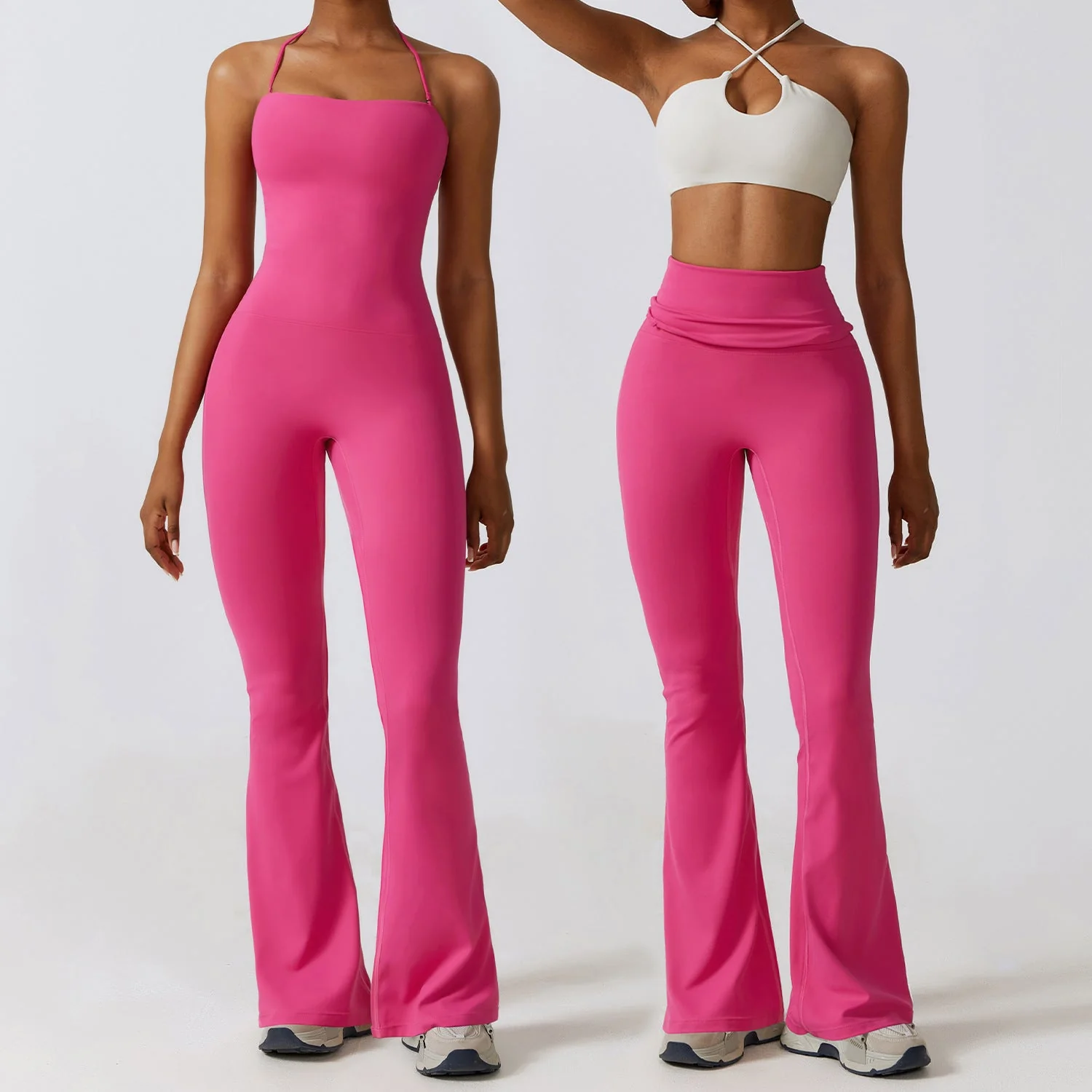Women’s Halter Neck Bodycon Flare Jumpsuit – Stretchy, Butt-Lifting Activewear - Image 10