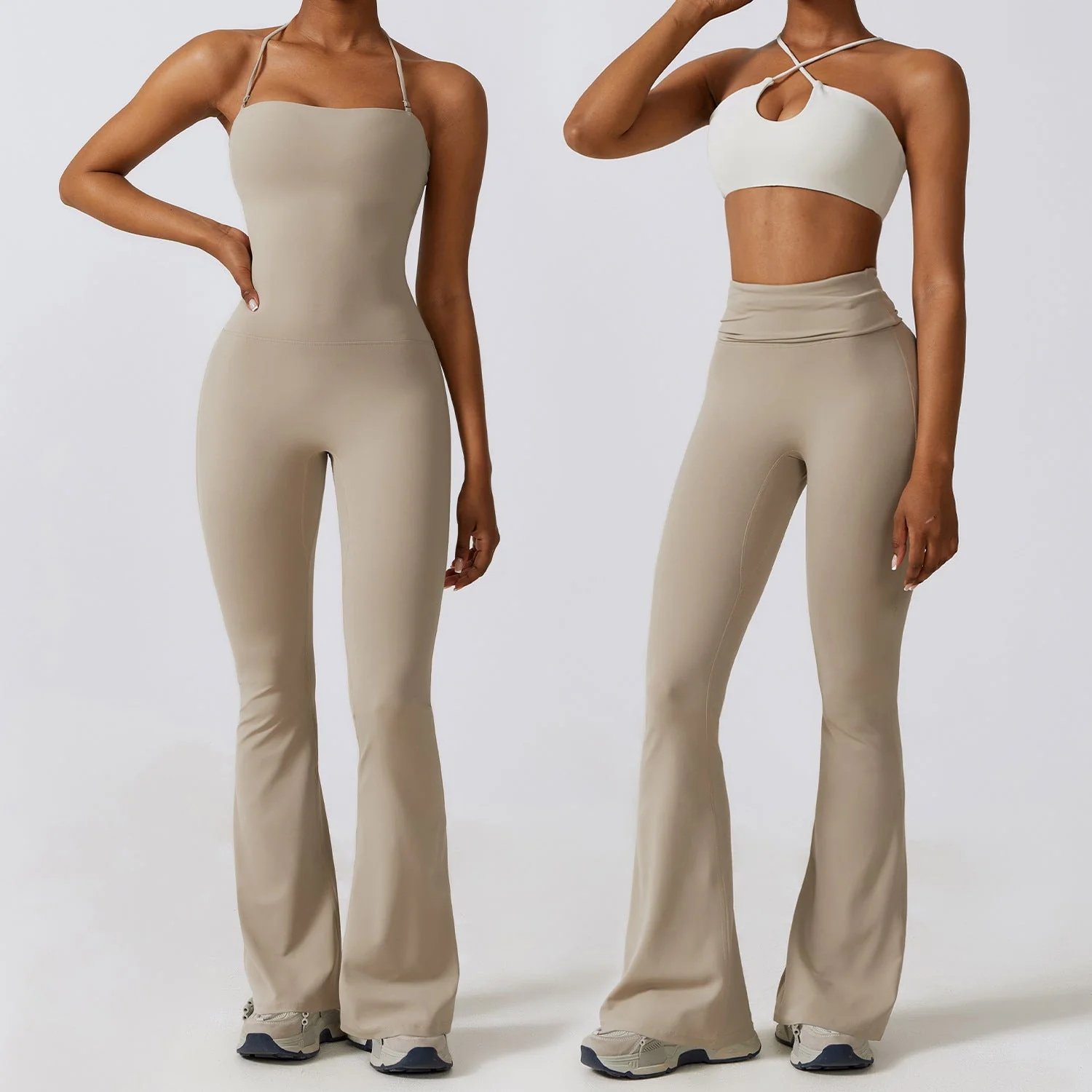 Women’s Halter Neck Bodycon Flare Jumpsuit – Stretchy, Butt-Lifting Activewear - Image 11