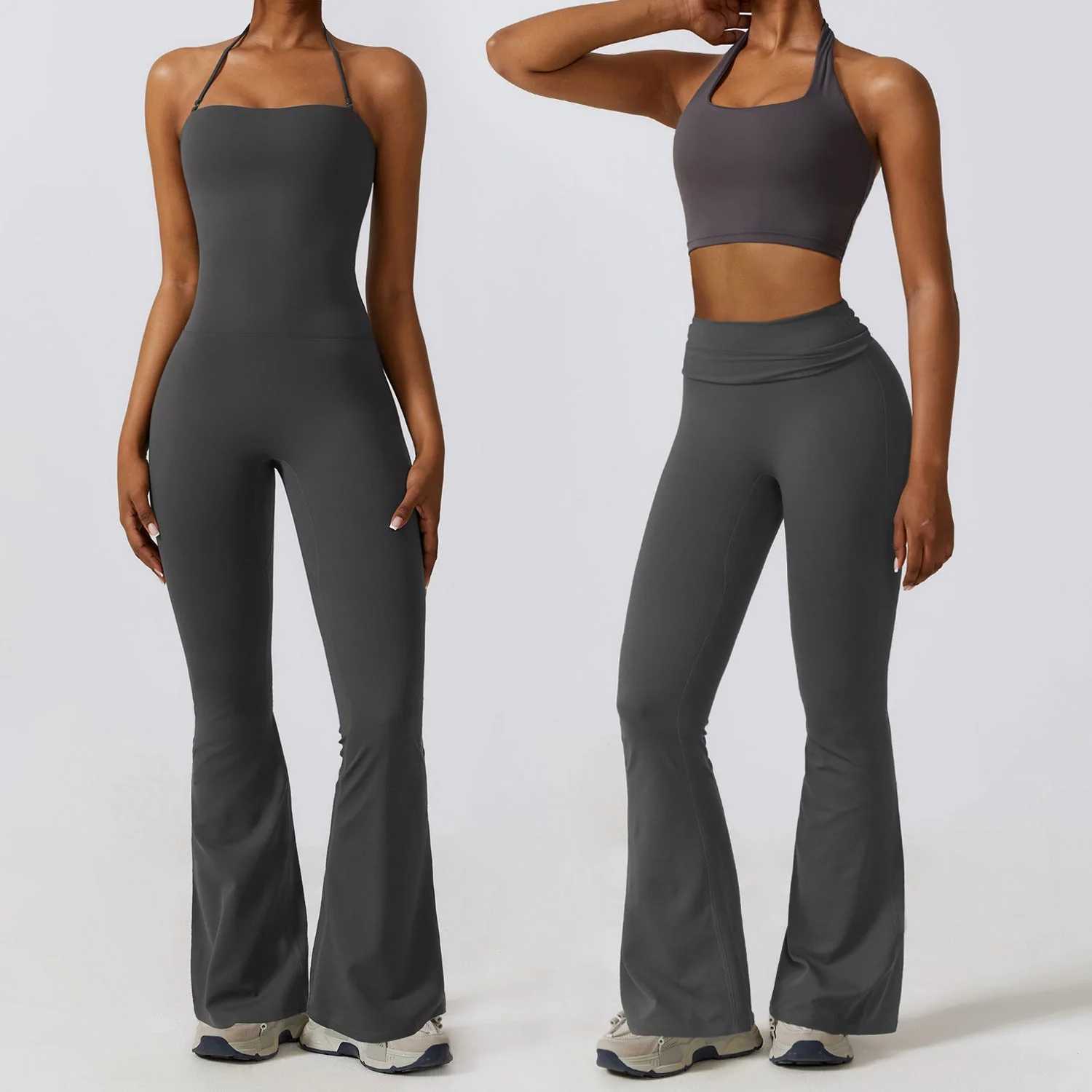 Women’s Halter Neck Bodycon Flare Jumpsuit – Stretchy, Butt-Lifting Activewear - Image 12