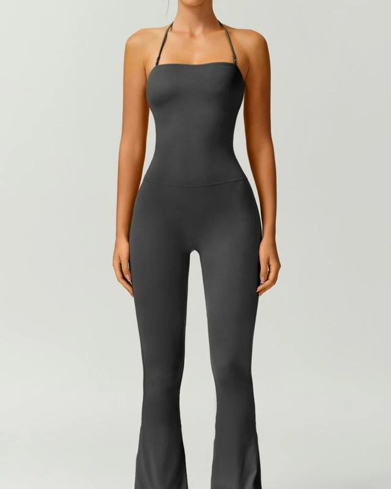 Women’s Halter Neck Bodycon Flare Jumpsuit – Stretchy, Butt-Lifting Activewear - Image 18