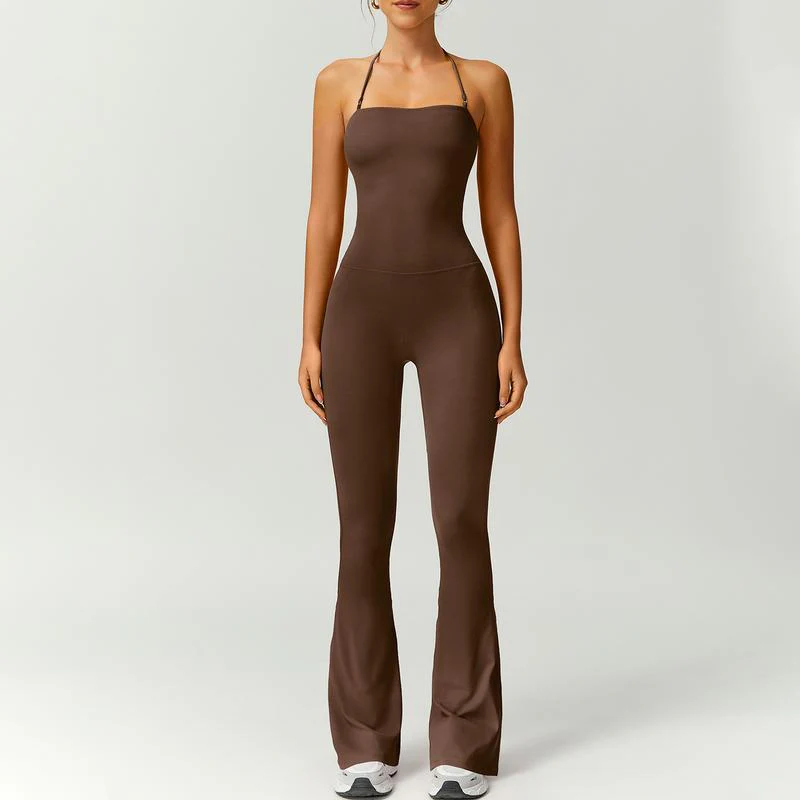 Women’s Halter Neck Bodycon Flare Jumpsuit – Stretchy, Butt-Lifting Activewear - Image 19