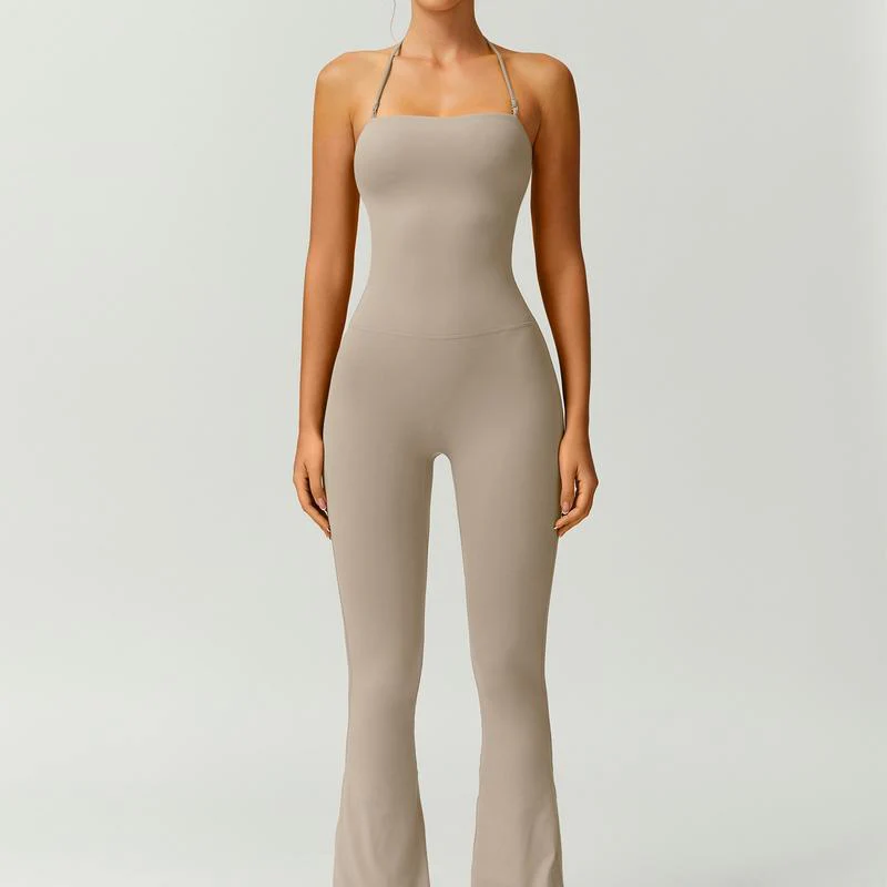 Women’s Halter Neck Bodycon Flare Jumpsuit – Stretchy, Butt-Lifting Activewear - Image 20