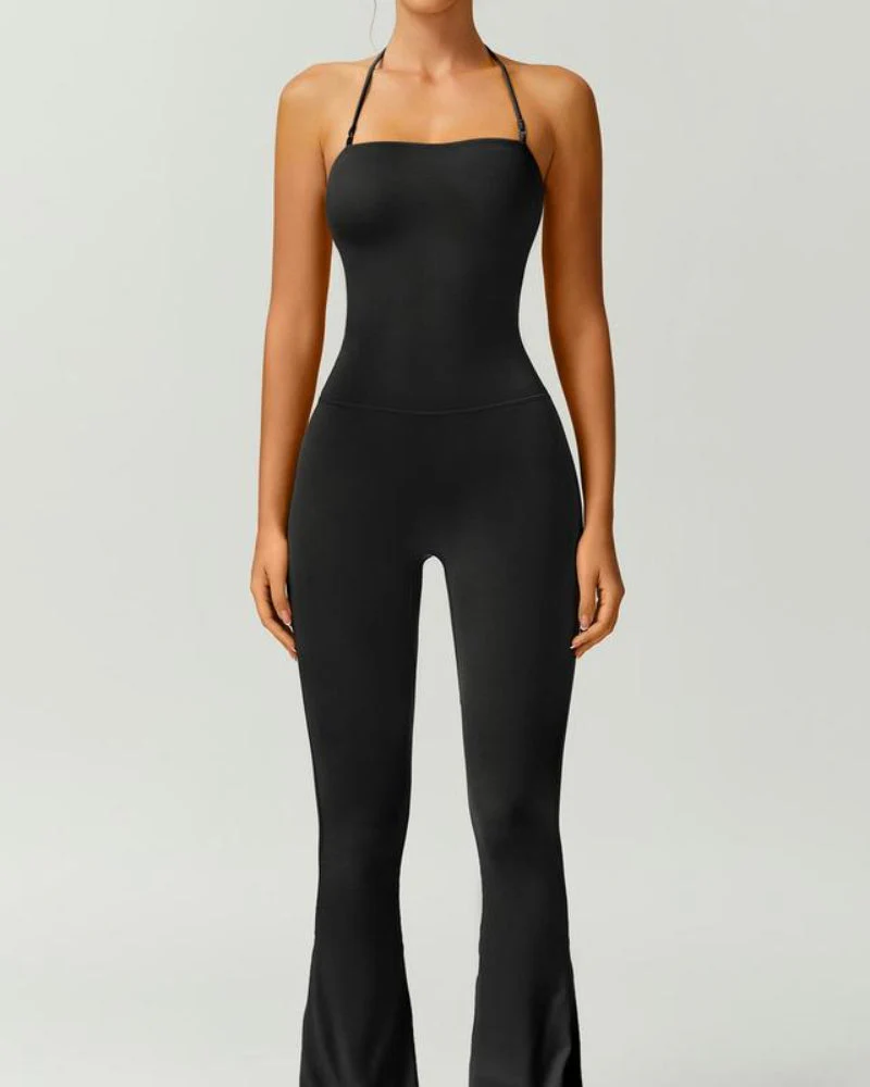 Women’s Halter Neck Bodycon Flare Jumpsuit – Stretchy, Butt-Lifting Activewear - Image 21