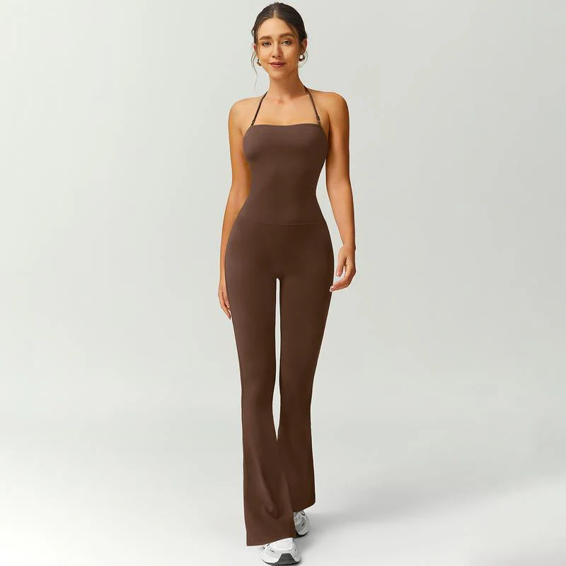 Women’s Halter Neck Bodycon Flare Jumpsuit – Stretchy, Butt-Lifting Activewear - Image 5
