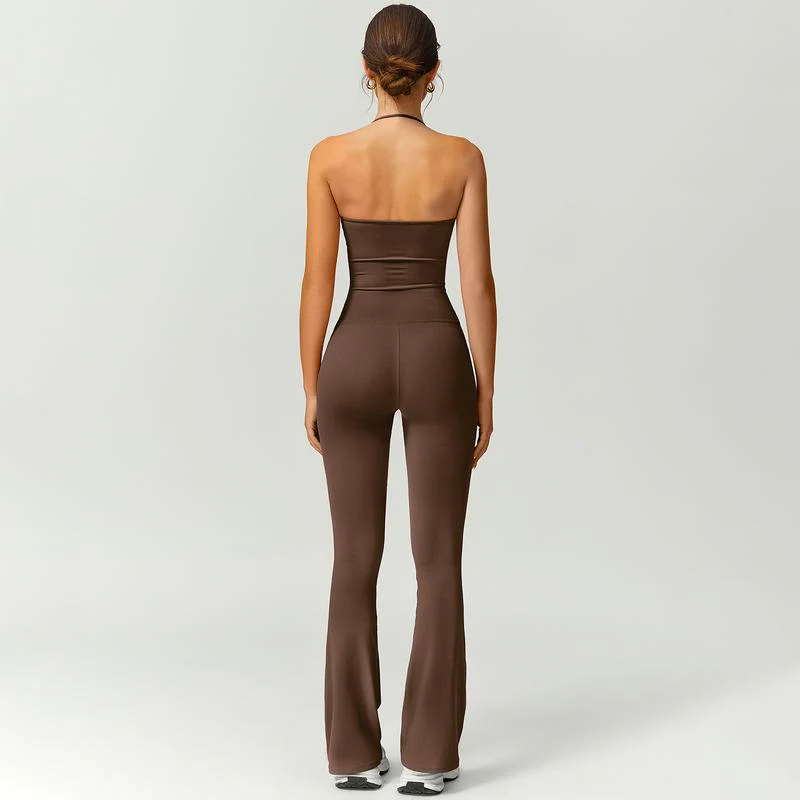Women’s Halter Neck Bodycon Flare Jumpsuit – Stretchy, Butt-Lifting Activewear - Image 6