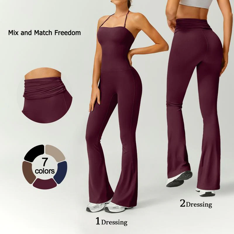 Women’s Halter Neck Bodycon Flare Jumpsuit – Stretchy, Butt-Lifting Activewear - Image 8