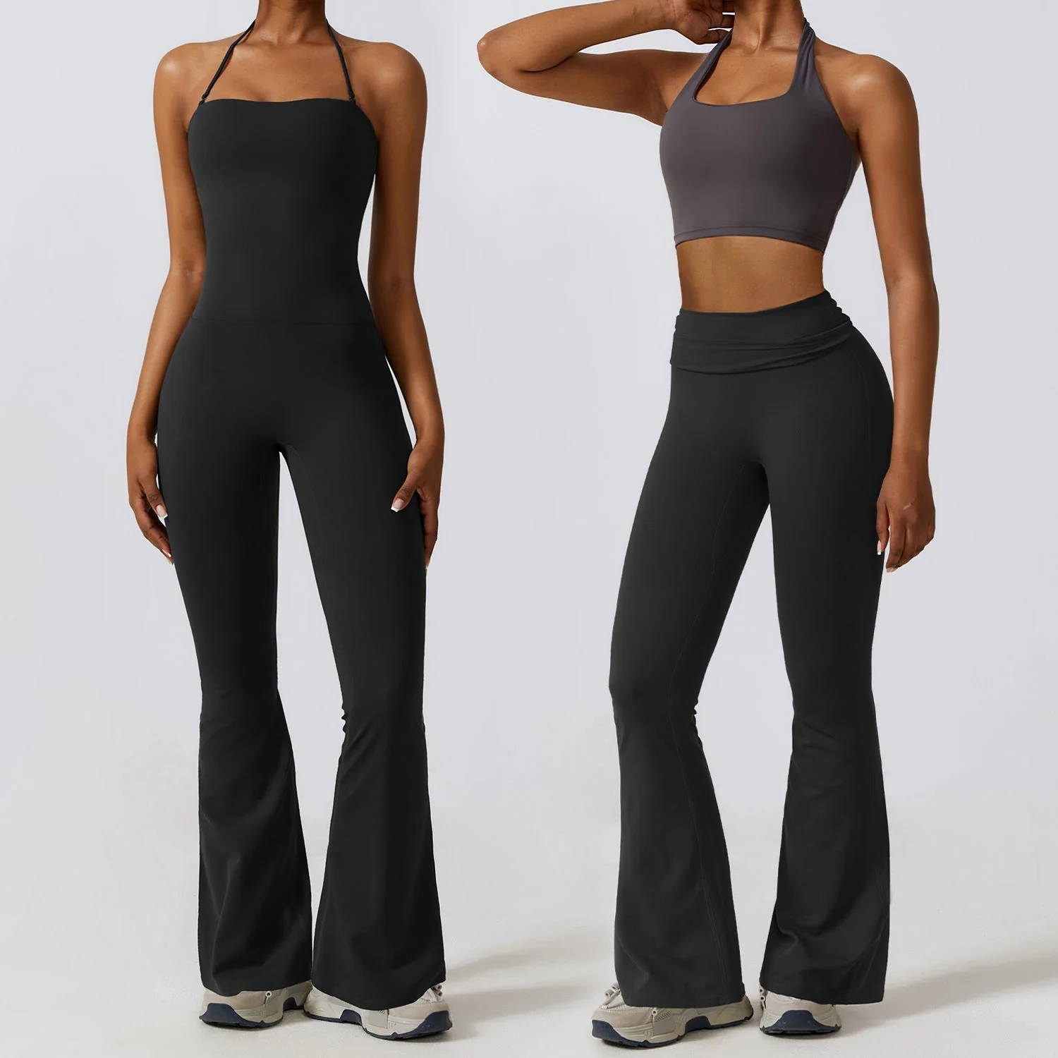 Women’s Halter Neck Bodycon Flare Jumpsuit – Stretchy, Butt-Lifting Activewear - Image 9