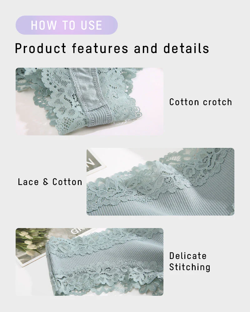 Women's Cotton Panties Lace Low Rise - Image 5