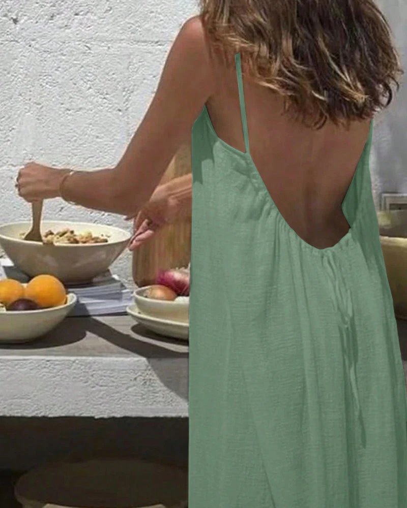 Women’s Chic Solid Color Backless Cami Dress - Image 20
