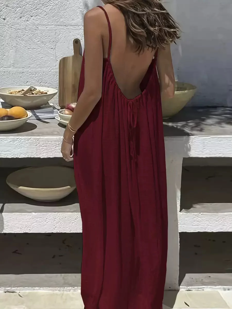 Women’s Chic Solid Color Backless Cami Dress - Image 28