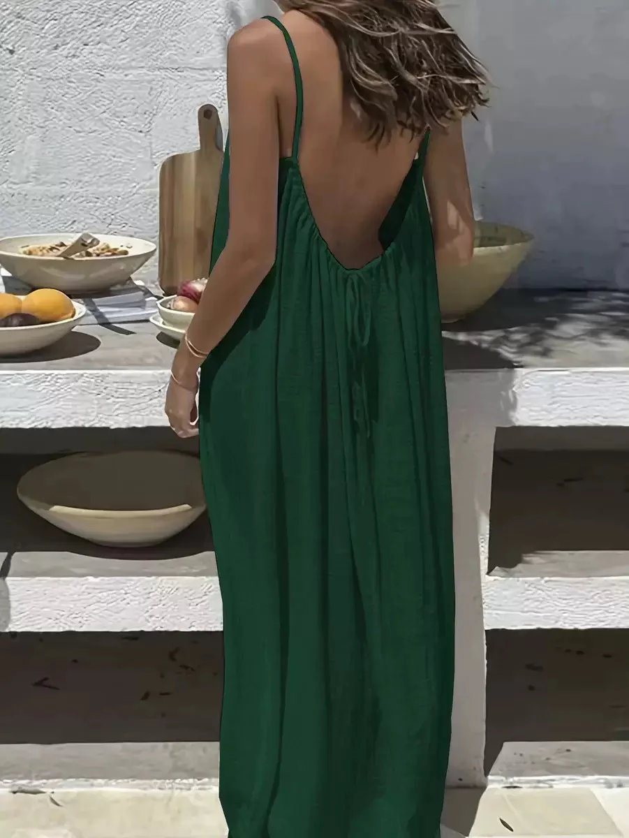 Women’s Chic Solid Color Backless Cami Dress - Image 32