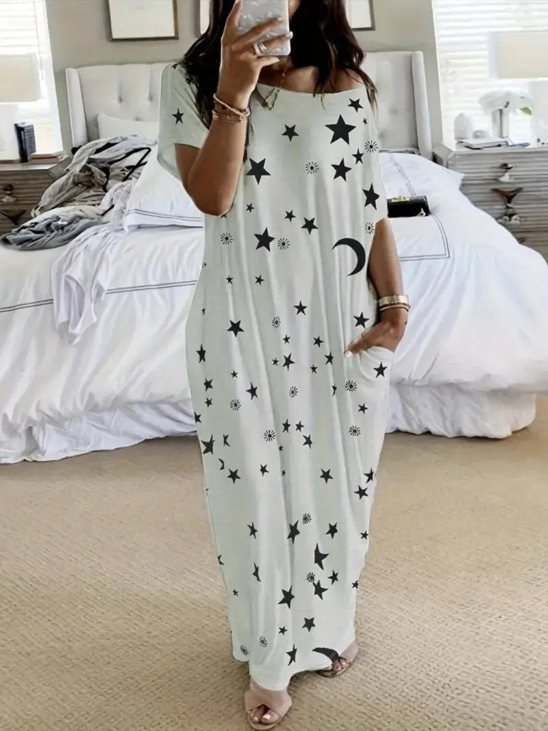 Women’s Solid Color Batwing Sleeve Casual Nightdress - Image 11