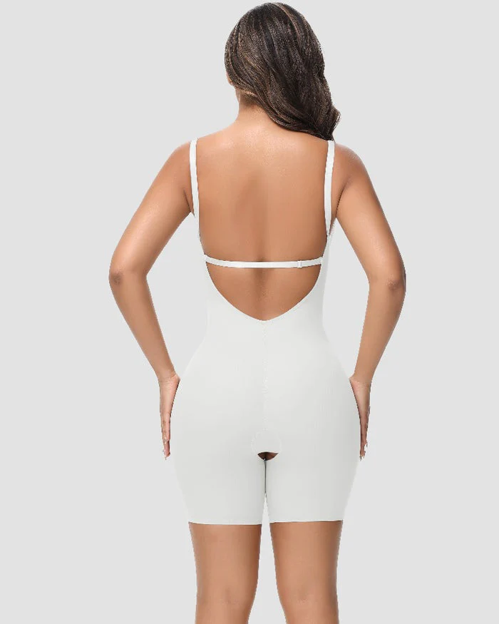 Women's U Plunge Strapless Tummy Control Bodysuit Low Back Built In Bra Shapewear - Image 21
