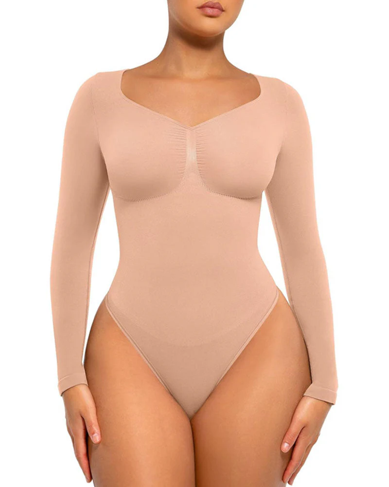 Womenswear Seamless Sculpt Long Sleeve Thong Bodysuit for Tummy Control - Image 10