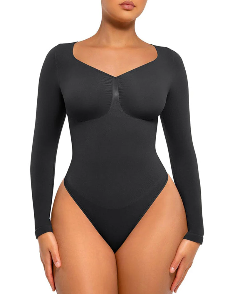 Womenswear Seamless Sculpt Long Sleeve Thong Bodysuit for Tummy Control - Image 11