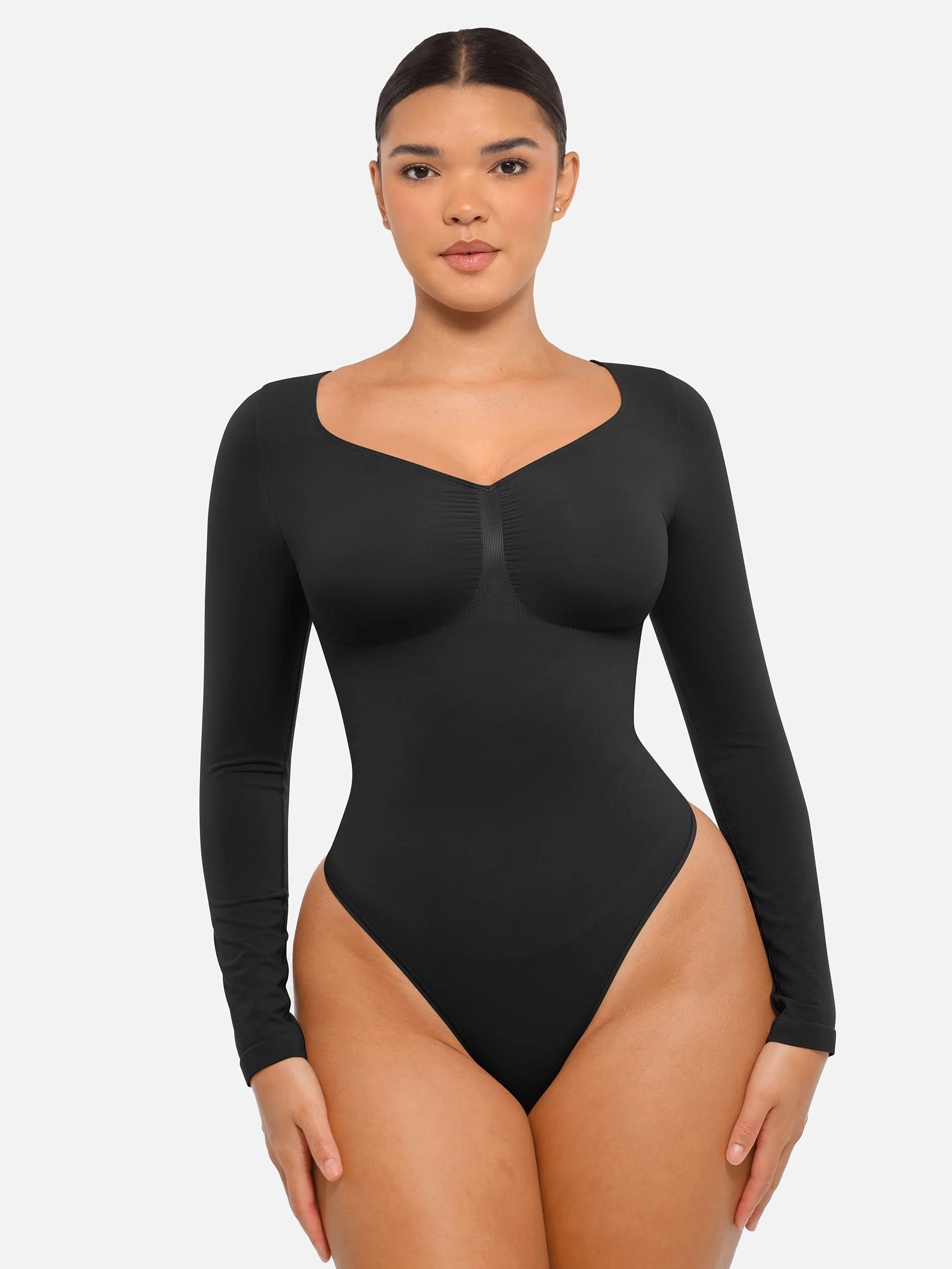Womenswear Seamless Sculpt Long Sleeve Thong Bodysuit for Tummy Control - Image 12