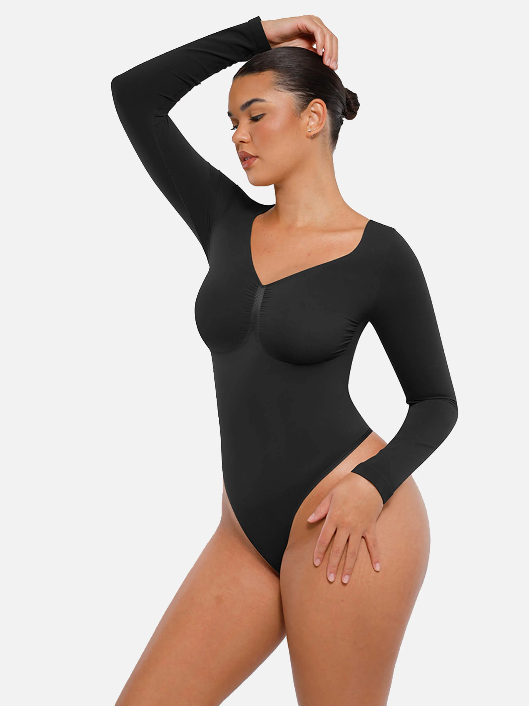 Womenswear Seamless Sculpt Long Sleeve Thong Bodysuit for Tummy Control - Image 14