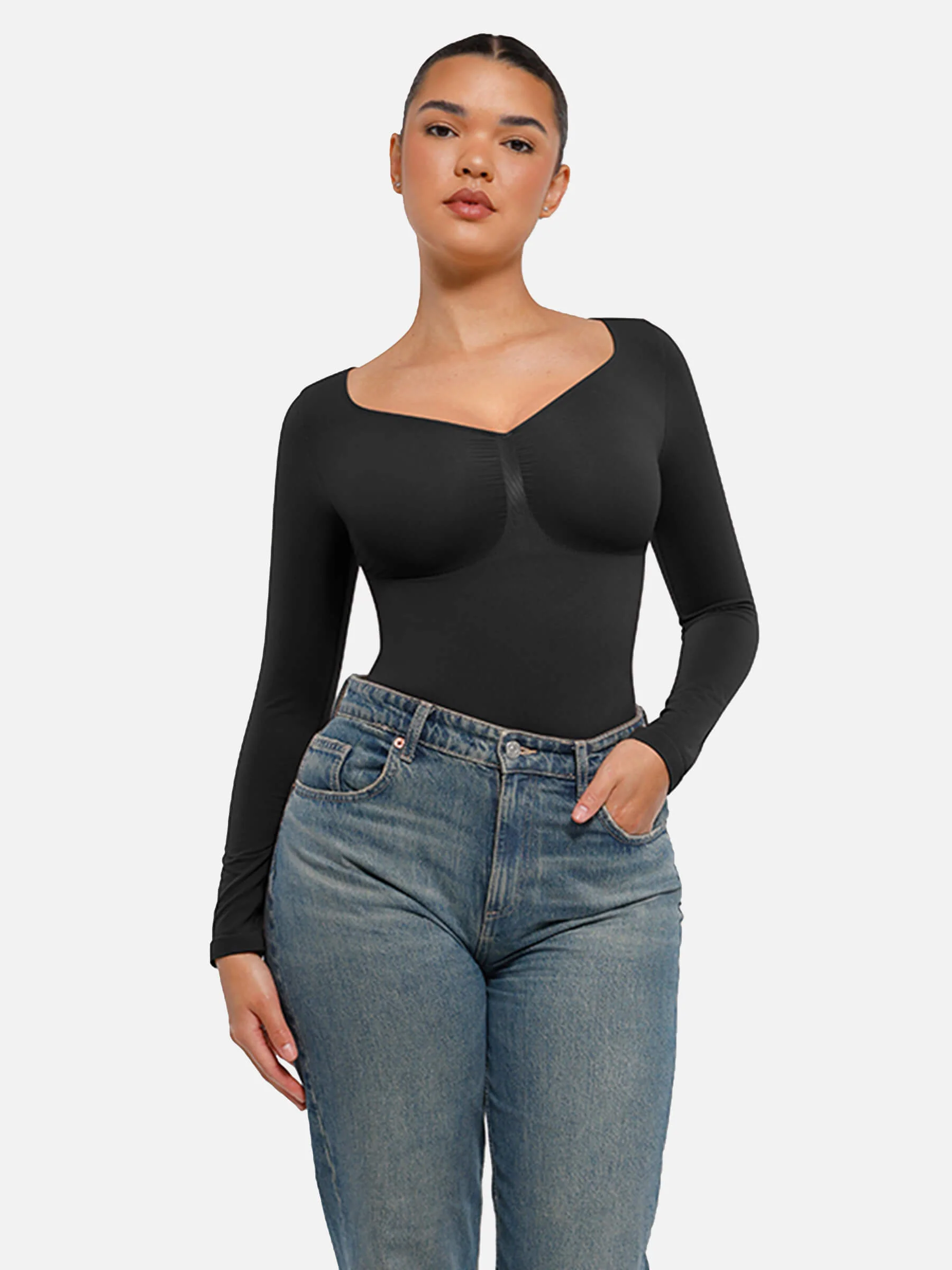 Womenswear Seamless Sculpt Long Sleeve Thong Bodysuit for Tummy Control - Image 15