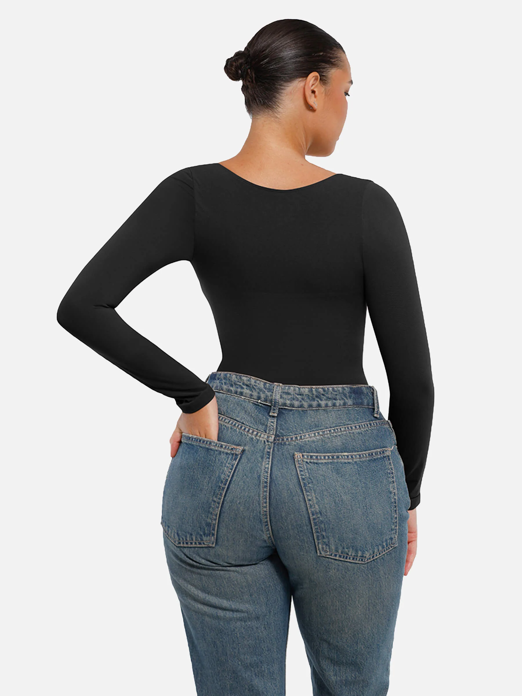 Womenswear Seamless Sculpt Long Sleeve Thong Bodysuit for Tummy Control - Image 16