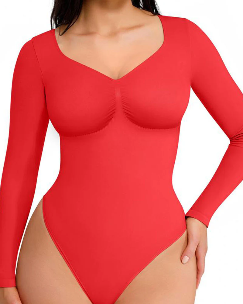 Womenswear Seamless Sculpt Long Sleeve Thong Bodysuit for Tummy Control - Image 5