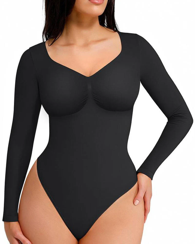 Womenswear Seamless Sculpt Long Sleeve Thong Bodysuit for Tummy Control - Image 7